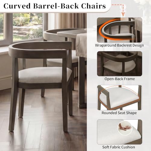 VilroCaz Acacia Wood 7 Piece Dining Table Set with 6 Upholstered Chairs - Image 6