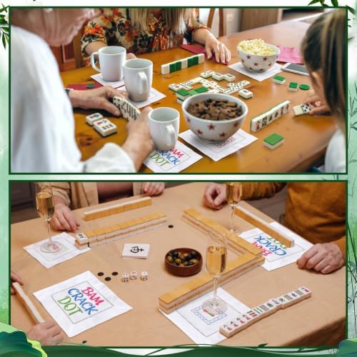 Chumia 4 Pcs Mahjong Gift Embroidered Napkins for Mahjong Lovers, Novel - Image 6