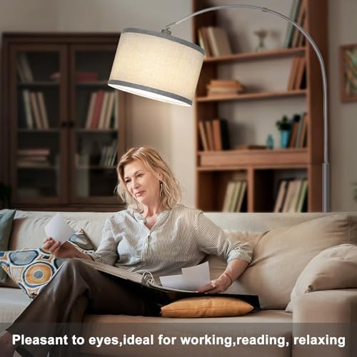 Arc Floor Lamp with Dimmer,Dimmable Floor Lamp with Gray Adjustable Shade - Image 5