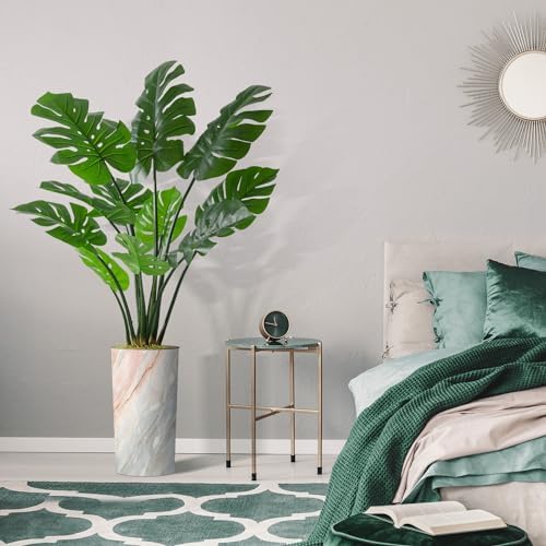 Artificial Tree in Modern Granite Effect Planter, Fake Monstera Silk Tree for Indoor and Outdoor Home Decoration - 65" Overall Tall (Plant Pot Plus Tree) - Image 5