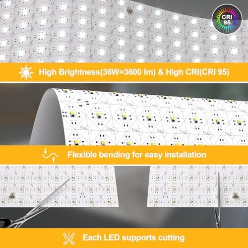 Lichaser 4 Pack LED Backlight Sheet White 6000K 24V 36W, Dimmable LED Panel Sheet Compatible with Alexa, Flexible Backlit Light Remote & APP Control, 19.7X9.7 Inch for Marble, Onyx, Quartz Countertop - Image 3