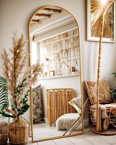 Antok 58" x19” Arched Full Length Mirror, Floor Mirror with Stand,Gold by AntokMirror