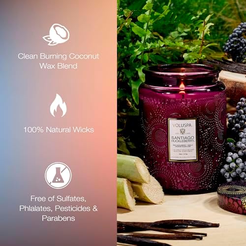 Voluspa Santiago Huckleberry Large Scented Candle Jar 18 Oz, 100 Hr Burn - Image 4