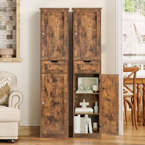 Iwell 66.9" Tall Bathroom Storage Cabinet with 2 Doors & 1 Drawer - Image 2