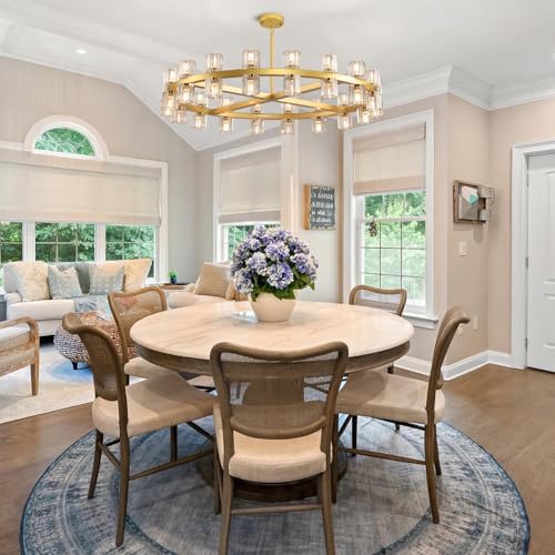 36" K9 Crystal Chandeliers, Gold Round Chandelier for Dining Room, Living Room, Dining Chandelier Over Table, Sutable for Bedroom,Foyer, Entryway, Stairs, Kitchen Includes Bulbs - Image 6