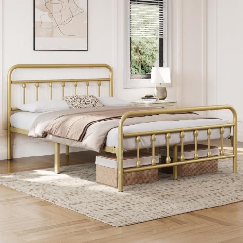 Yaheetech Full Metal Platform Bed Frame, Victorian Headboard & Footboard - Image 3