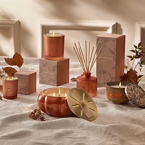 Thymes Scented Candles for Home Decor - Luxury Home Fragrance Gifts for Women & Men - Fall Candles with Creamy Pumpkin, Nutmeg, & Cinnamon - Burnt Orange (Pumpkin Laurel, 6.5 oz) - Image 6