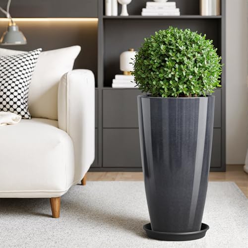 QCQHDU 21 inch Tall Planters for Outdoor & Indoor Plants, 2 Pack Sturdy Plant-Flower-Tree Pots for Front Porch Patio Deck Living Room Decor - Image 6