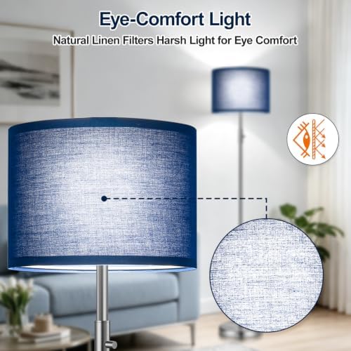 Floor Lamp Simple Design with Shade, Small Tall Lamps for Living Room Bedroom Office Dining Room Kitchen-Nickel - Image 5