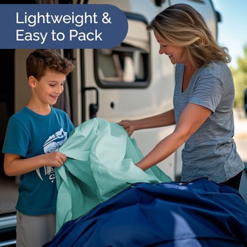 Short Queen Size 4 Piece Bed Sheet Set - RV Short Queen Sheets - Spa Blue - Image 5