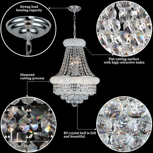 Chrome Crystal Chandeliers for Dining Room，6-Lights D15 Inch - Image 5