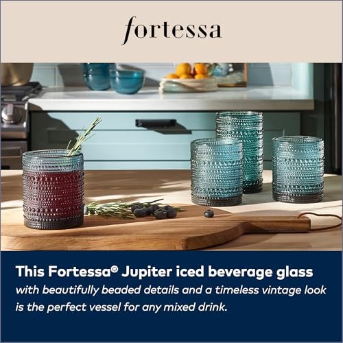 FORTESSA Jupiter Beaded Hobnail Glass Vintage Themed Drinkware Set, 13 Ounce Iced Beverage Glasses (Set of 6), Dishwasher-Safe, Cornflower Blue - Image 6