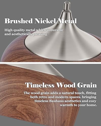 ELYONA Bauhaus Pendant Light Wooden Pattern Dome Pendant Light Fixture Brushed Nickel Metal Modern Adjustable Hanging Lighting for Kitchen Island Dining Room Office Hallway Foyer Bedroom, 12 Inch - Image 3