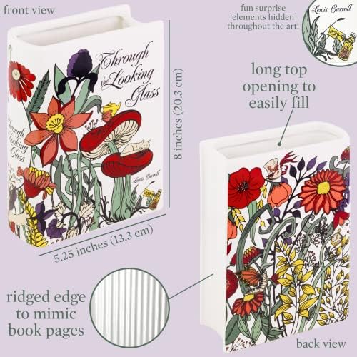 Steel Mill & Co Book-Shaped, Ceramic, Decorative Vase, Small - The Great Gatsby Bundle with Book-Shaped Decorative Vase, Large - Through the Looking Glass - Image 2