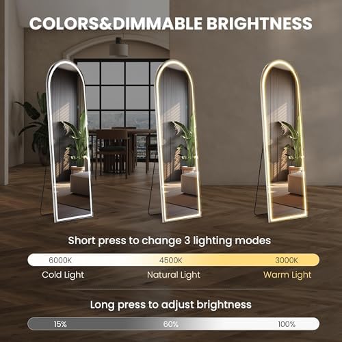 Sweetcrispy Arched LED Full Length Floor Mirror, 60"x16" Full Body Mirror - Image 4