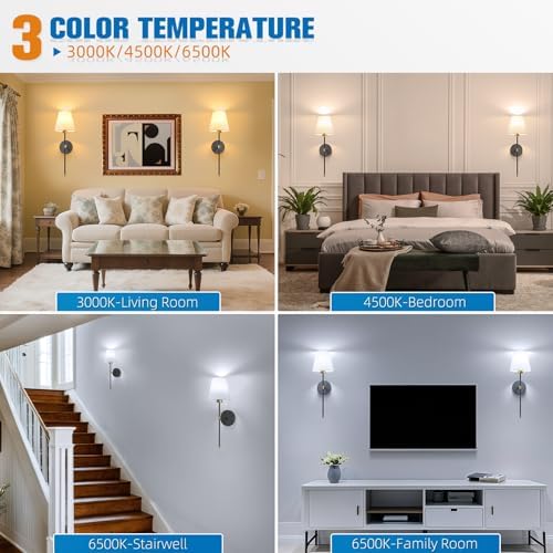 NIORSUN Battery Operated Wall Sconce Set of 2,Gold-Black Rechargeable Wall Lights with 10400mAh Dimmable Bulbs and Remote,9 Colors Wireless Wall Lamps for Bedroom Living Room Hallway Decor - Image 3
