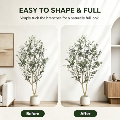 5FT Artificial Olive Tree Indoor with Elegant White Planter - Image 4