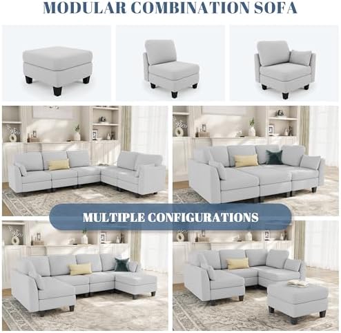 Sectional Sleeper Sofa 6 Seaters Modular Sleeper Sofa Couch - Image 4