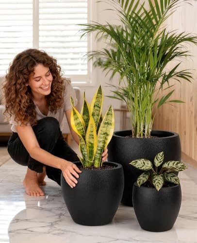 homenote 14.5/12/9.7 Inch Large Plastic Flower Pots with Drainage (3 Pcs) - Image 5