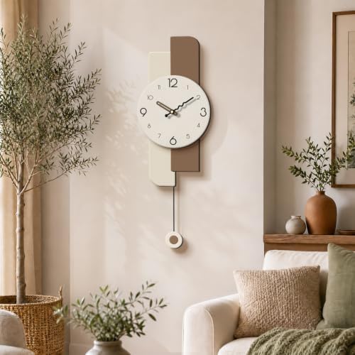 Modern Minimalist Pendulum Wall Clocks For Living Room Decor,12*32in,White - Image 4
