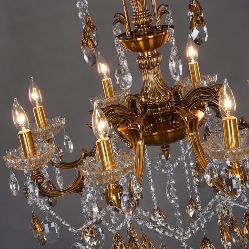 Antique Gold Bronze Crystal Chandeliers Candle Style Pendant Light - Image 2