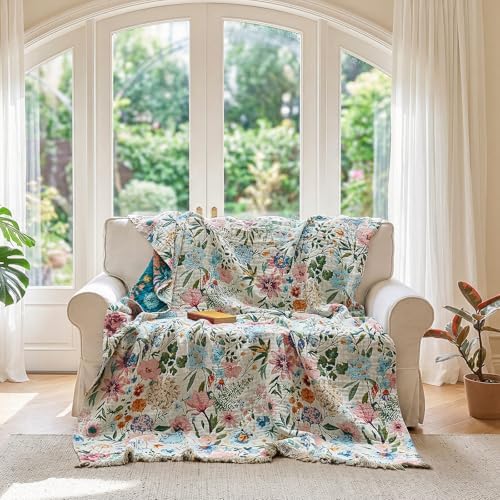 LUTBM Boho Throw Blanket for Bed 60"x80", All Season Cotton Couch Blankets - Image 4
