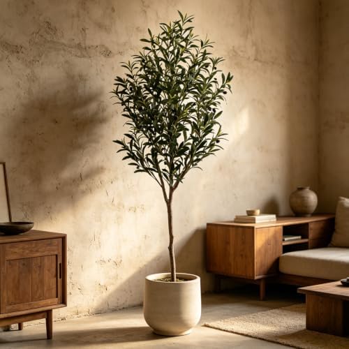 5ft Artificial Olive Tree, Large Faux Silk Plant for Home Decor - Image 3