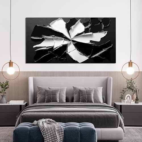 Abstract Wall Art Decoration Modern Wall Art Pictures for Living Room Abstract Canvas Art Wall Decor Minimalist Black and White Wall Art Prints Flowers Artwork for Walls Office Home Decor 20"X40" - Image 4
