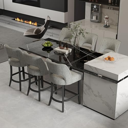 VKNOW Bar Stools Set of 6, 26" Upholstered Counter Height Bar Stools by VKNOW