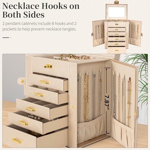 AKOZLIN 6-Tier Jewelry Box Organizer 5 Drawers Storage Champagne Regular - Image 3