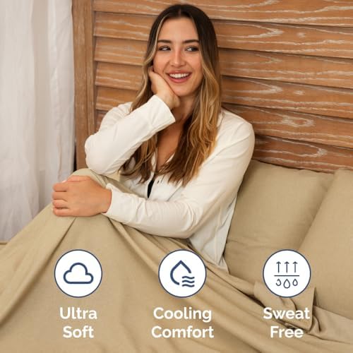 Short Queen Size 4 Piece Bed Sheet Set - RV Short Queen - Heathered Tan - Image 4