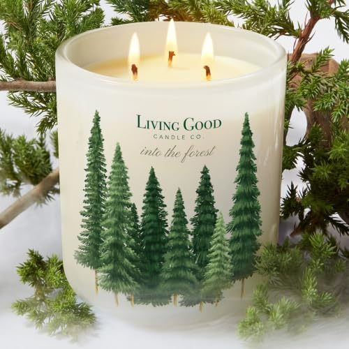 Eucalyptus & Pine Essential Oils Beeswax Candle - Fresh Forest, 90+ Hr by LivingGoodCandleCo