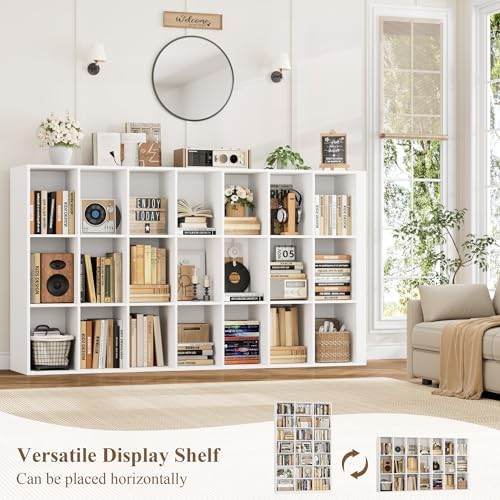 HOSTACK 86" H Triple Wide Bookshelf and Bookcase, Large Book Shelves, White - Image 7