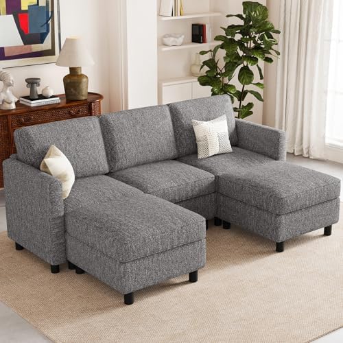 Belffin 84.3" 5 Seats U Shaped Couch Modular Sectional Sofa Washable Sectional Couches for Living Room Comfy Couches with Storage Seat Couch Sofas with Chaise,Grey - Image 7