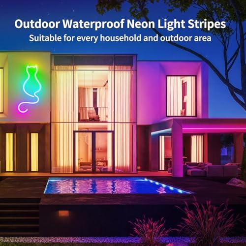 segrass 50ft Led Neon Rope Lights,Control with App/Remote,Flexible Led Rope Lights IP67 Outdoor RGB Neon Lights Waterproof,Music Sync Color Changing, led Lights for Bedroom Indoor - Image 5