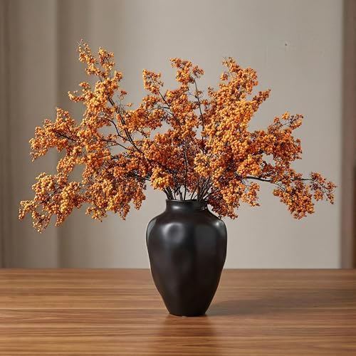 3 Pcs Artificial Berry Stem Spring Faux Flowers,35" Stems Fake Dried Berries, Faux Berry Picks for Vase,Wabi-Sabi Floral Decor for Home, Wedding,Table Centerpiece,Fall,Boho Decor (Orange) by Unknown