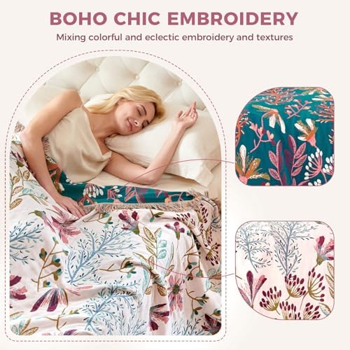 LUTBM Boho Throw Blanket for Couch 50"x60", Cotton Decorative Bed Throw - Image 3