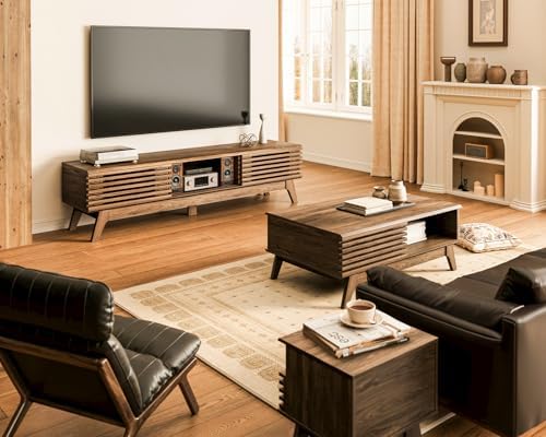 AODK 59" TV Stand, Media Console for TVs up to 65", Walnut - Image 2