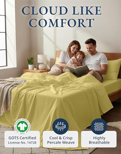 LANE LINEN Full Size Bed Sheets 100% Organic Cotton Soft 4pc - Cocoon - Image 2