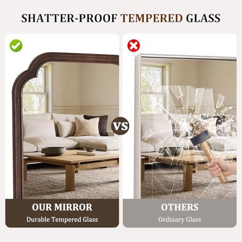 WallBeyond Full Length Mirror Wall Mounted 65"x22", Rustic Wooden Frame Floor Mirror, Large Full Body Mirror for Bedroom, Leaning or Hanging Against Wall (Walnut Solid Wood) - Image 4
