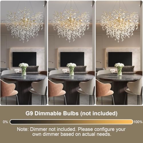 40" Modern Crystal Chandelier, 12-Light Gold Tree Branch Chandeliers, Luxury Round Chandelier for Dining Room, Living Room, Foyer, Entryway, Kitchen, Bedroom, Luxury K9 Crystal Raindrop Light Fixture - Image 6