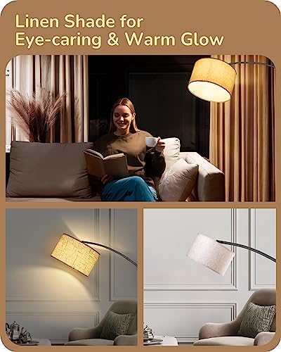 EDISHINE 78.3″ Modern Arc Floor Lamp with Remote, Tall Black Standing Lamp with Stepless Dimmable Bulb & 5 Color Temperature, Curved Mid Century Floor Lamps for Living Room, Bedroom, Nursey - Image 6