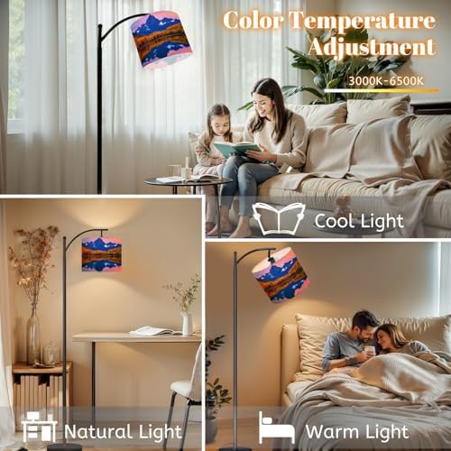 Arc Floor Lamp Maroon Bells Autumn Trees Lake Reflections Aspen Colorado Dimmable Modern Standing Lamp with Remote Adjustable Drum Shade Footswitch Tall Pole Lamp for Living Room Bedroom - Image 5