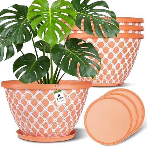 Nooulap 16 Inch Plant Pots, 4 Pack Large Flower Pots by Nooulap