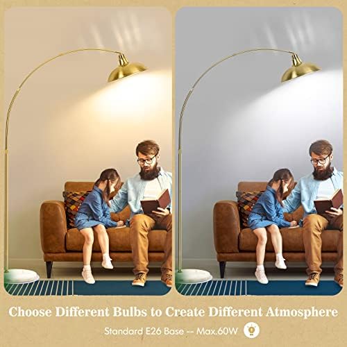 FILIYANO Modern Gold Arc Floor Lamp with Marble Base, Adjustable 67-77” - Image 6
