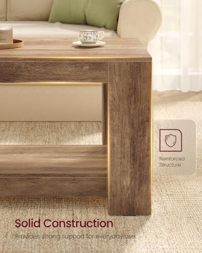 VASAGLE Coffee Table, 2-Tier Center Table with Rustic Charm and Clean Lines - Image 6