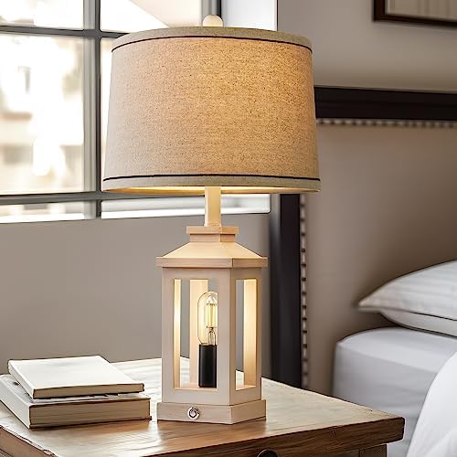 Farmhouse Table Lamps for Living Room 23.75" Bedroom Nightstand Lamps White - Image 2