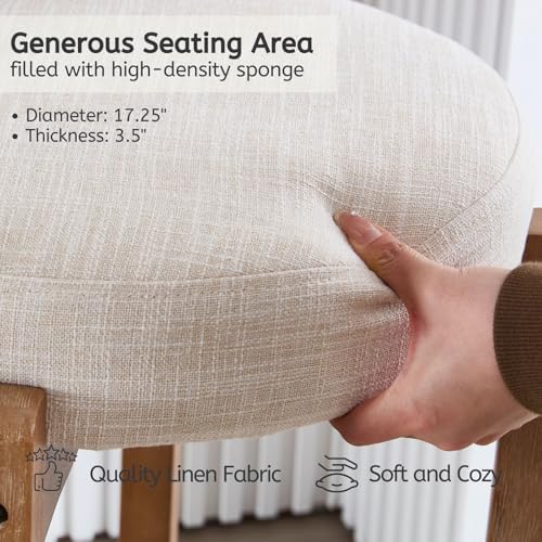 LukeAlon Mid Century Linen Bar Stools Set of 4, 30.25" Seat Height Upholstered Barstools with Wood Legs Modern Tall Bar Chair with Curved Low Back Round Footrest for Pub Home Kitchen Island, Beige - Image 6