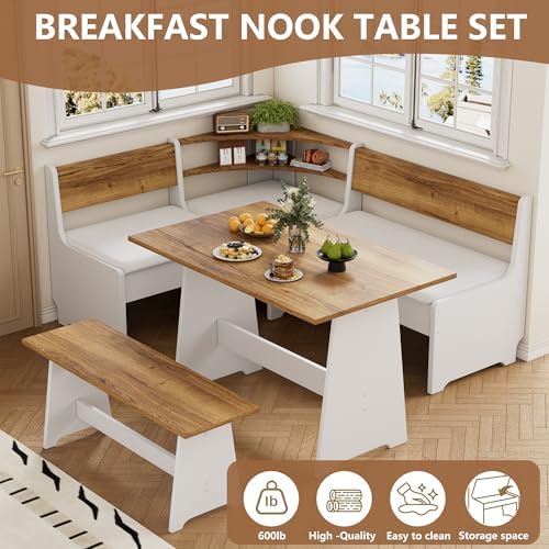 PAKASEPT Corner Breakfast Nook Table Set Kitchen Bench with Soft Cushion - Image 6