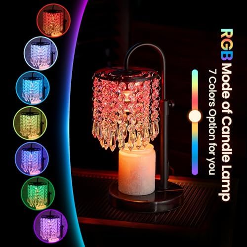 Candle Warmer Lamp with Timer Dimmer and 3 Bulbs, Lamp Candle Warmer with Marble Base,Wax Melt Warmer for Jar Candles, Birthday Gifts for Women Mom, House Warming Gifts New Home Decor (RGB-Black) - Image 2